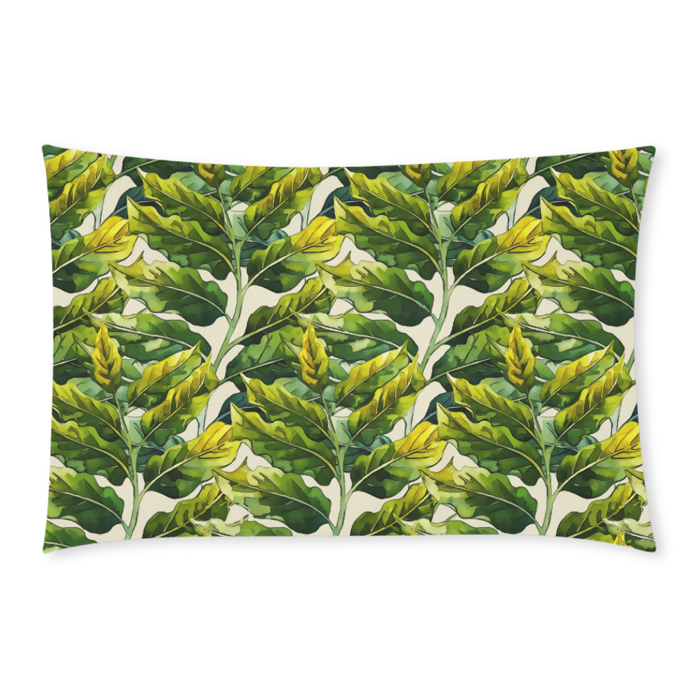 Yellow Green Wide Tropical Leaf pattern 6 3-Piece Bedding Set