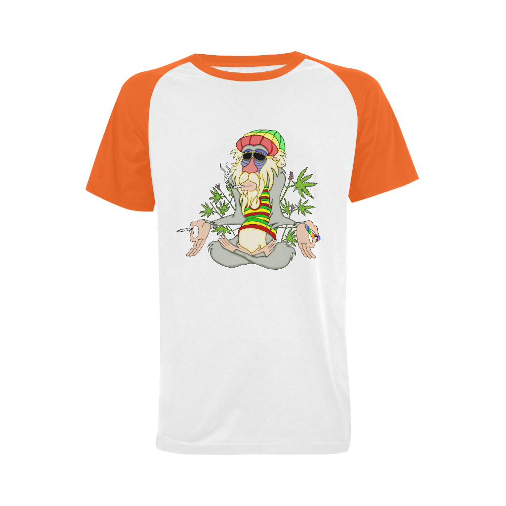 Hippie Ganja Guru Orange Men's Raglan T-shirt Big Size (USA Size) (Model T11)