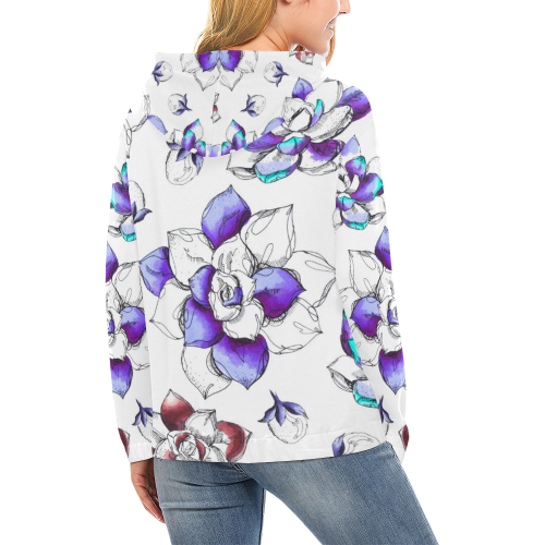 floral n All Over Print Hoodie for Women (USA Size) (Model H13)