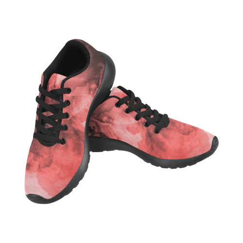Red and Black Watercolour Men’s Running Shoes (Model 020)