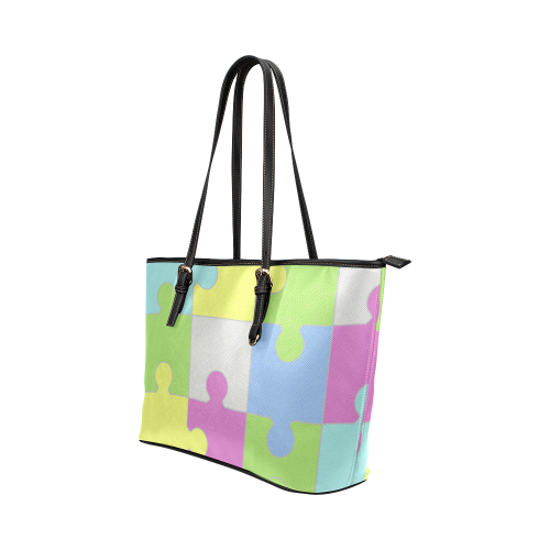 bolso de mujer diseño puzzle Leather Tote Bag/Small (Model 1651)