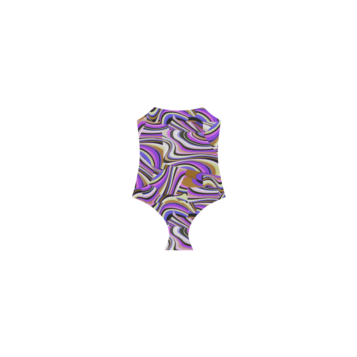 Groovy Retro Renewal - Purple Waves Strap Swimsuit ( Model S05)
