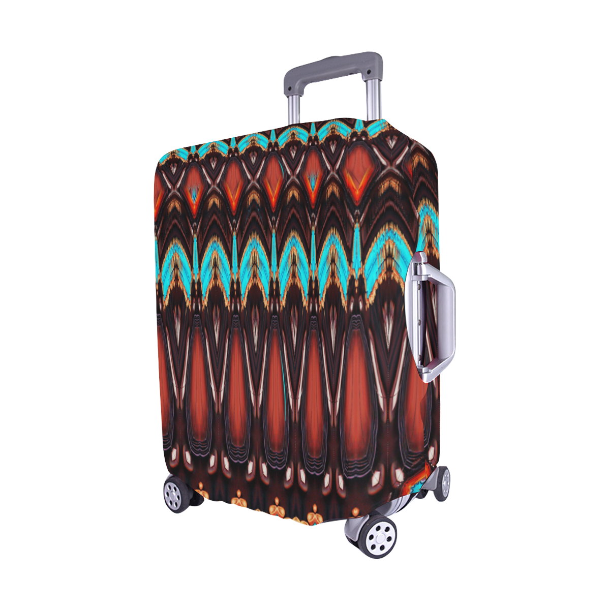 K172 Wood and Turquoise Abstract Luggage Cover/Medium 22"-25"