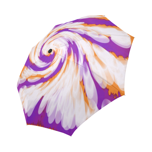 Purple Orange Tie Dye Swirl Abstract Auto-Foldable Umbrella (Model U04)