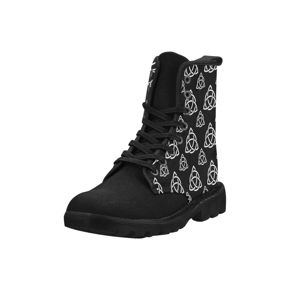 Black and White Triquetra Pattern Cheeky Witch Martin Boots for Women (Black) (Model 1203H)