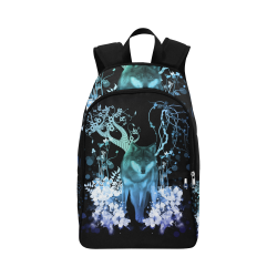 Awesome wolf with flowers Fabric Backpack for Adult (Model 1659)