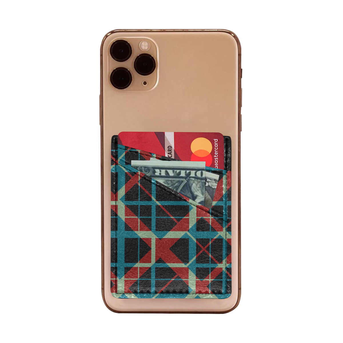 Classic Style Plaid Pattern Cell Phone Card Holder