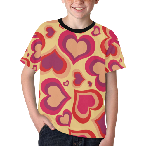 Gold Hearts Kids' All Over Print T-shirt (Model T65)