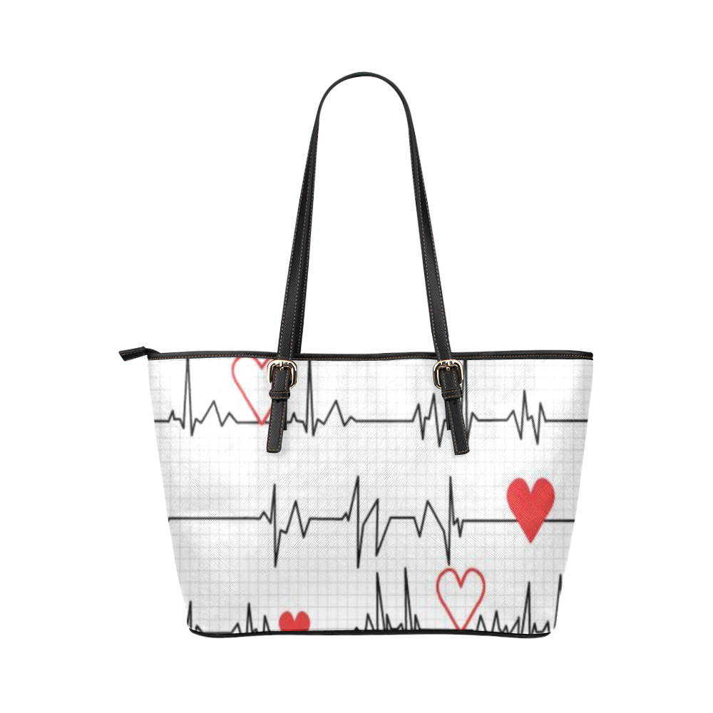 Ekg Leather Tote Bag/Small (Model 1651)