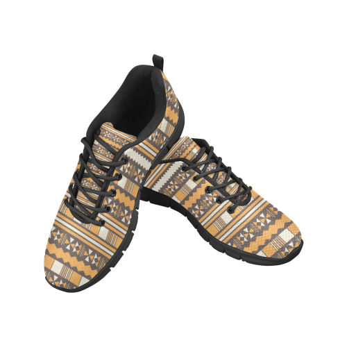 Brown Aztec Tribal Women's Breathable Running Shoes/Large (Model 055)
