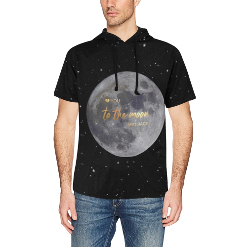 TO THE MOON AND BACK All Over Print Short Sleeve Hoodie for Men (Model H32)