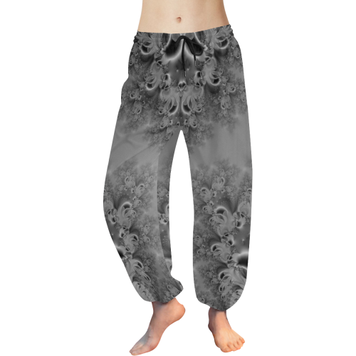 Silvery Moon Frost Fractal Abstract Women's All Over Print Harem Pants (Model L18)