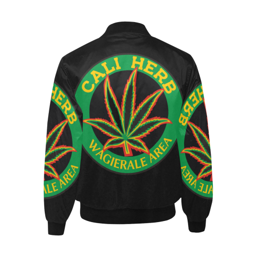 Cali Herb - 420 Green All Over Print Quilted Bomber Jacket for Men (Model H33)