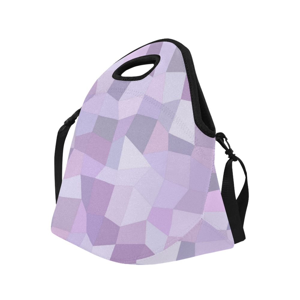 Pastel Purple Mosaic Neoprene Lunch Bag/Large (Model 1669)