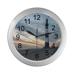 Sunrise Lighthouse Silver Color Wall Clock