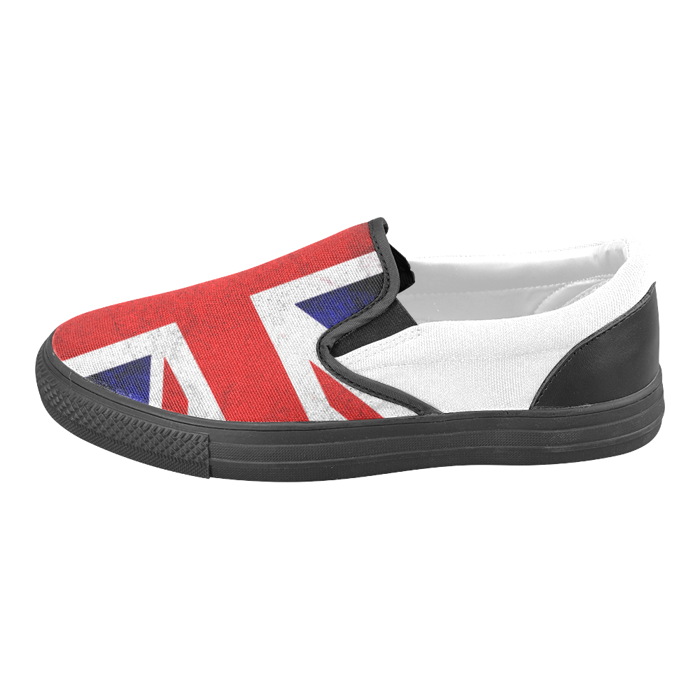 United Kingdom Union Jack Flag - Grunge 2 Men's Unusual Slip-on Canvas Shoes (Model 019)