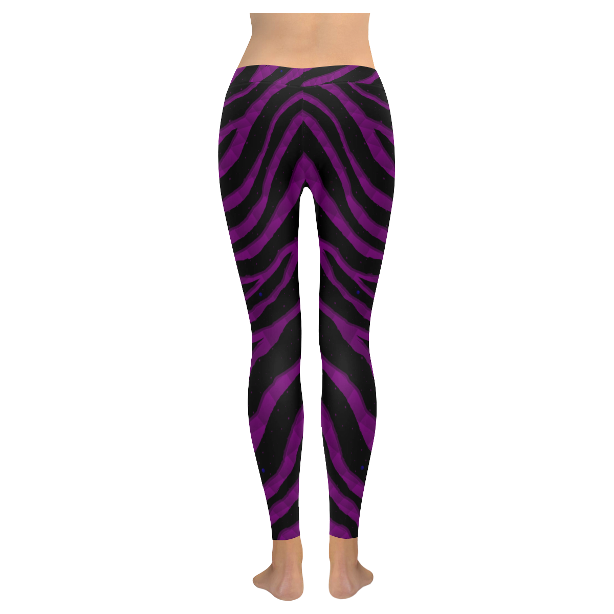 Ripped SpaceTime Stripes - Purple Women's Low Rise Leggings (Invisible Stitch) (Model L05)