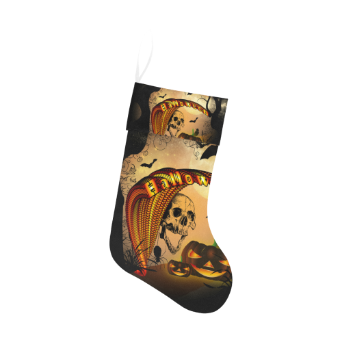 Funny halloween design with skull and pumpkin Christmas Stocking