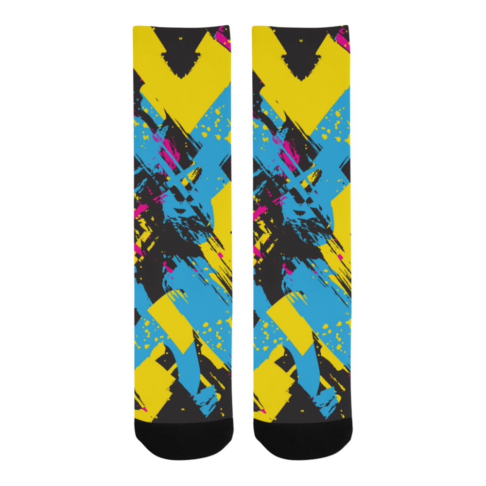 Colorful paint stokes on a black background Trouser Socks