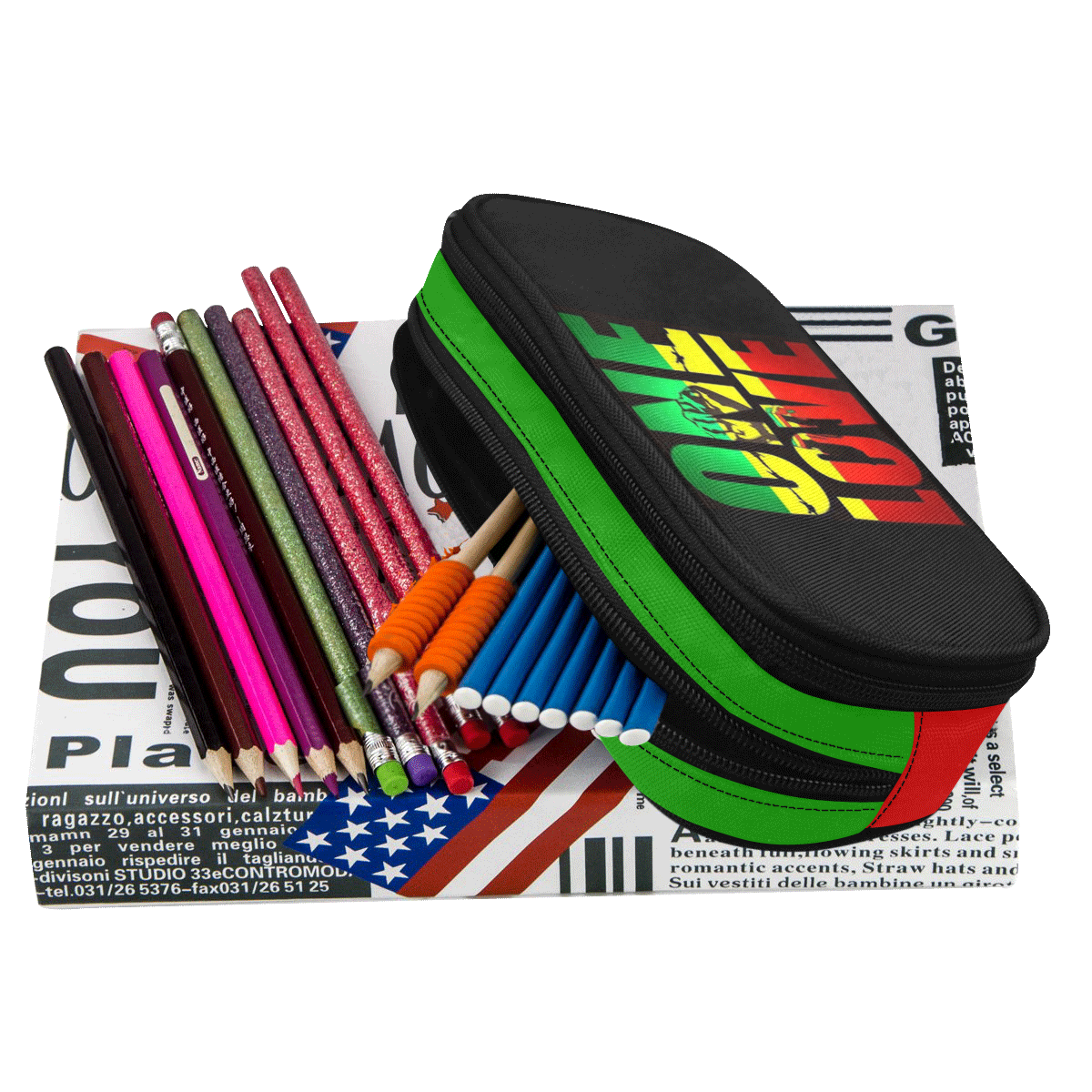 RASTA ONE LOVE CITY Pencil Pouch/Large (Model 1680)