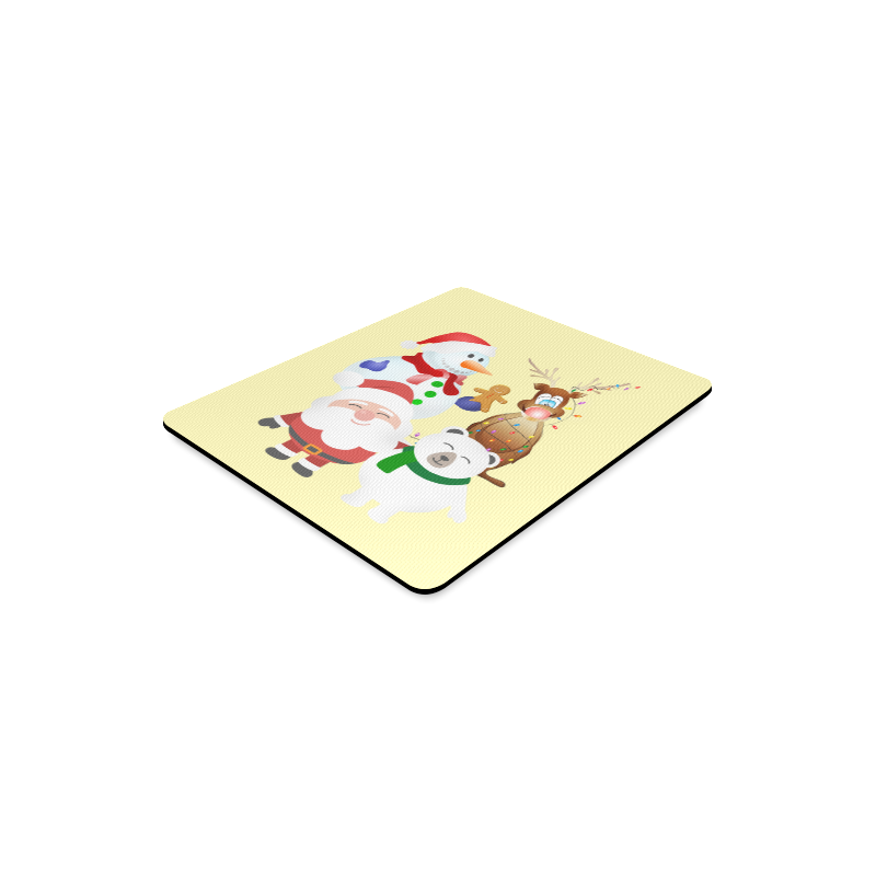 Christmas Gingerbread, Snowman, Santa Claus Yellow Rectangle Mousepad