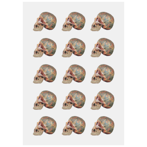 Colored Human Skull Personalized Temporary Tattoo (15 Pieces)