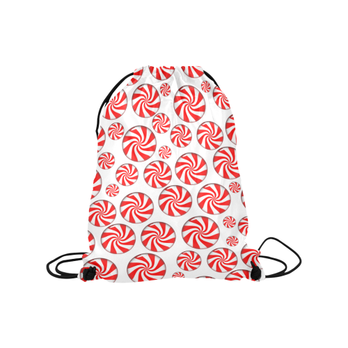 Christmas Peppermint Candy Medium Drawstring Bag Model 1604 (Twin Sides) 13.8"(W) * 18.1"(H)