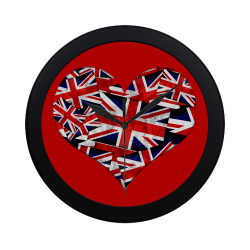 Union Jack British UK Flag Heart Red Circular Plastic Wall clock