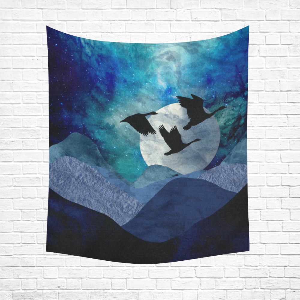 Night In The Mountains Cotton Linen Wall Tapestry 51"x 60"