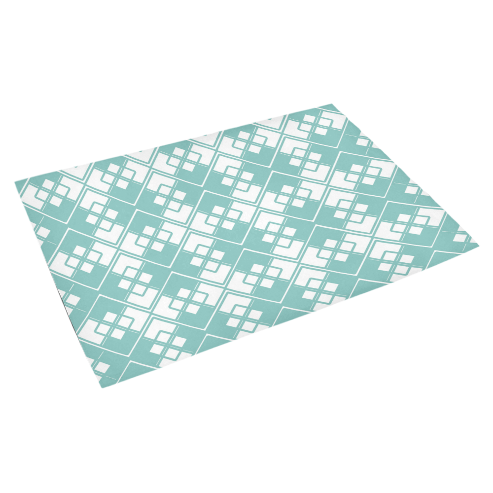 Abstract geometric pattern - blue and white. Azalea Doormat 30" x 18" (Sponge Material)