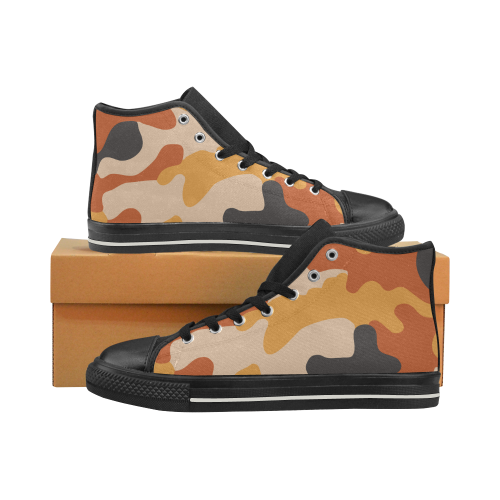 Camouflage ORANGE Men’s Classic High Top Canvas Shoes (Model 017)