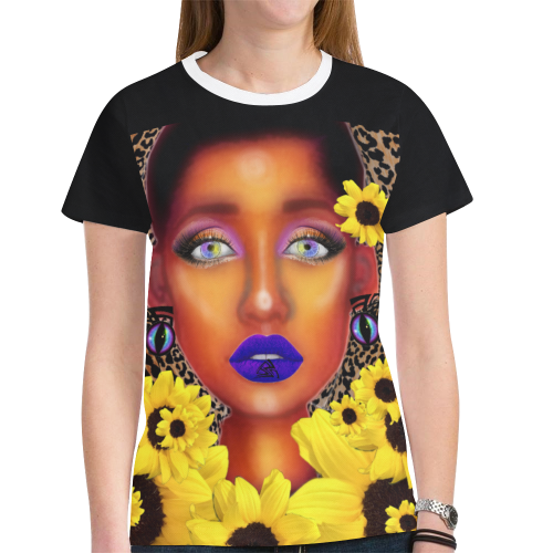 DEA$ARTSADD TSHIRT BLK New All Over Print T-shirt for Women (Model T45)