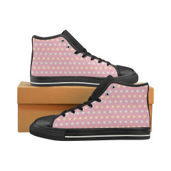 Colorful Dots On Pink High Top Canvas Shoes for Kid (Model 017)