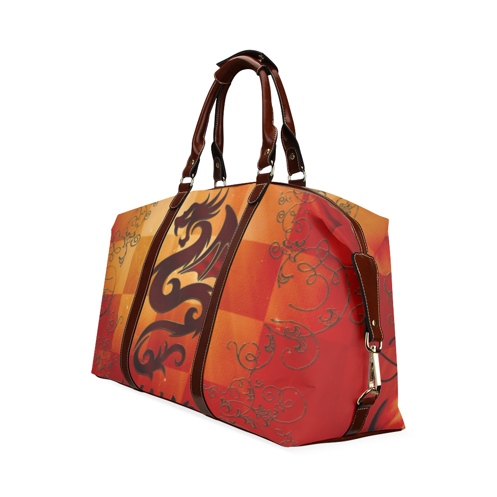Tribal dragon  on vintage background Classic Travel Bag (Model 1643) Remake