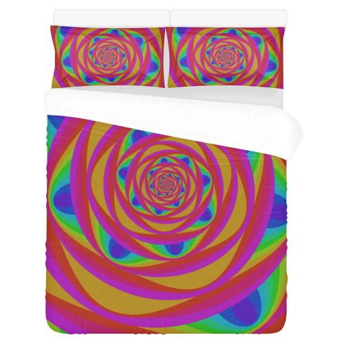Pink oval spiral 3-Piece Bedding Set