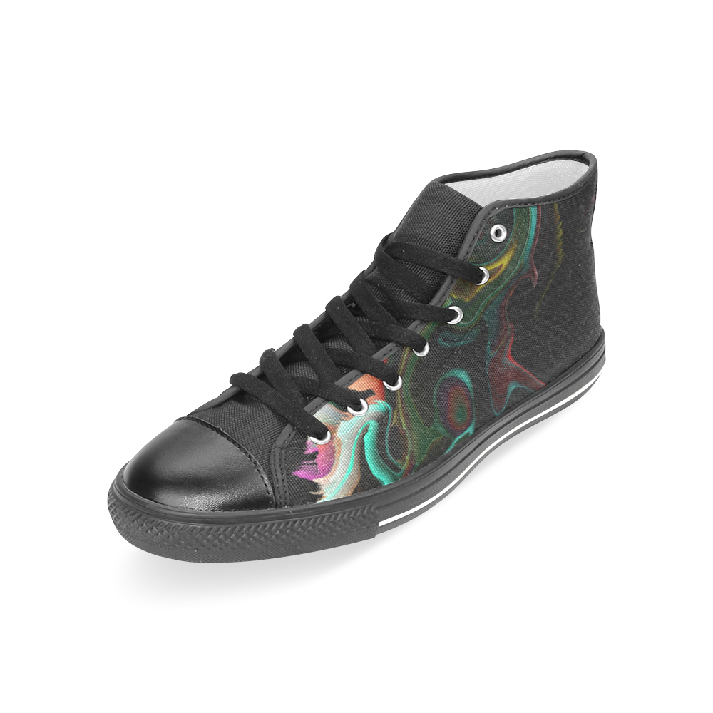 ink marble Women's Classic High Top Canvas Shoes (Model 017)