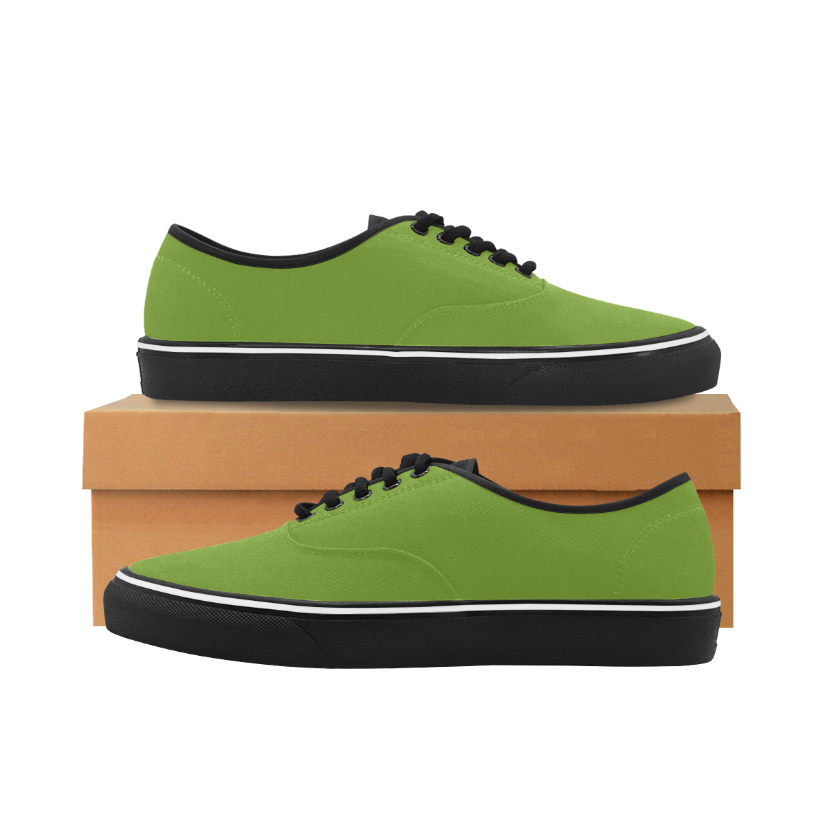 color olive drab Classic Men's Canvas Low Top Shoes/Large (Model E001-4)