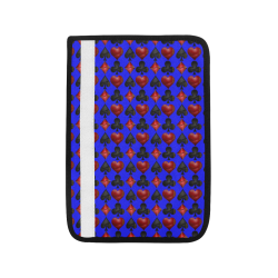 Las Vegas Black and Red Casino Poker Card Shapes on Blue Car Seat Belt Cover 7''x10''