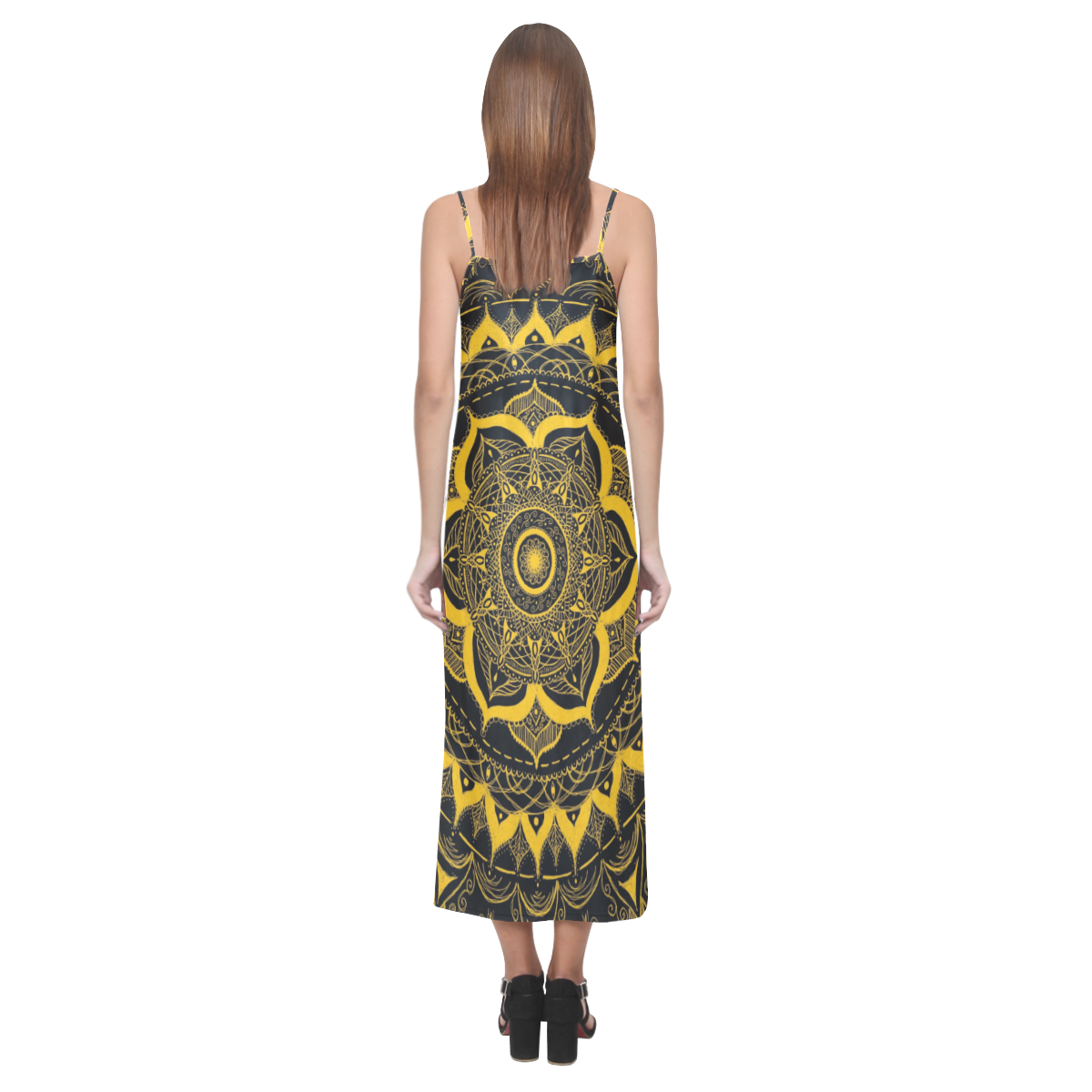 MANDALA SUNSHINE V-Neck Open Fork Long Dress(Model D18)
