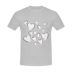 White Hearts Floating Together on Grey Men's T-Shirt in USA Size (Front Printing Only)