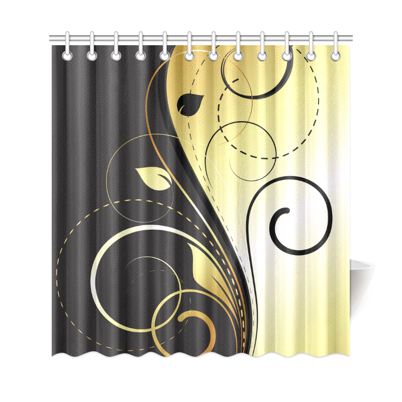 Flourish Swirls Golden Shower Curtain 69"x72"