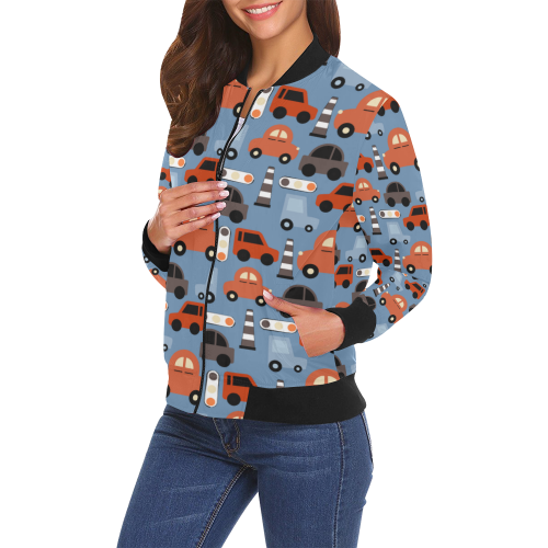 toy cars All Over Print Bomber Jacket for Women (Model H19)