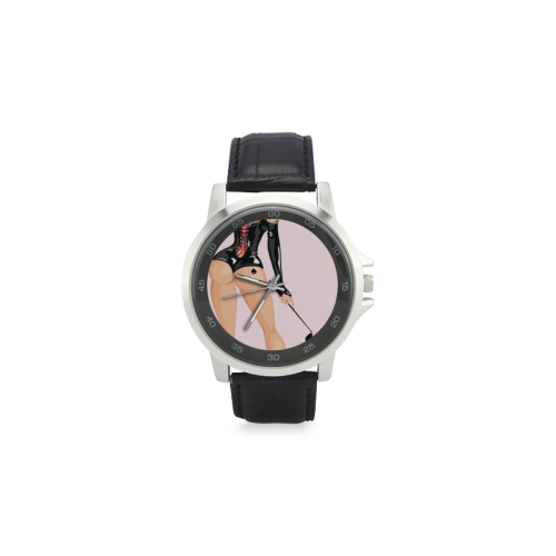 Kinky Girl Unisex Stainless Steel Leather Strap Watch(Model 202)