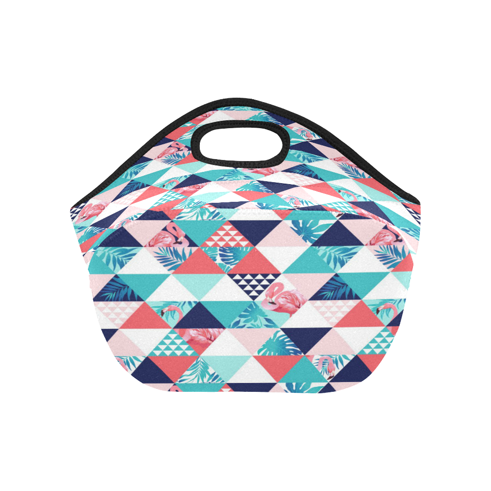 Flamingo Triangle Pattern Neoprene Lunch Bag/Small (Model 1669)