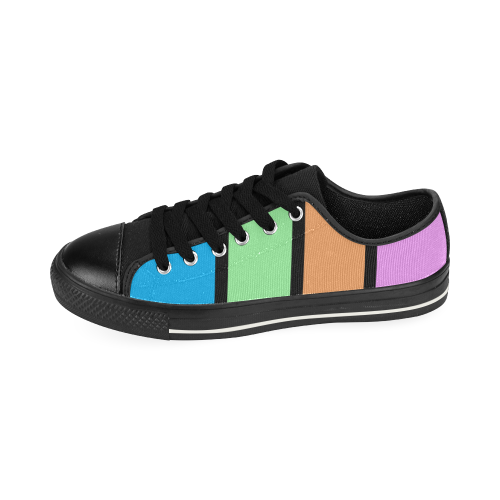Mod Block Pink Blue Orange Green Low Top Canvas Shoes for Kid (Model 018)