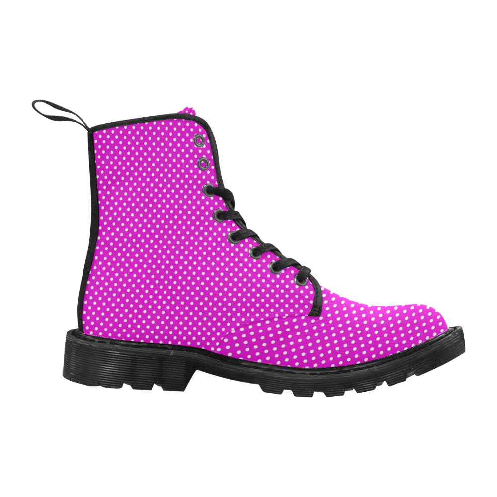 Pink polka dots Martin Boots for Women (Black) (Model 1203H)