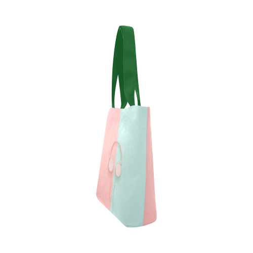 Pink or blue? Pink headphones - green string Canvas Tote Bag (Model 1657)