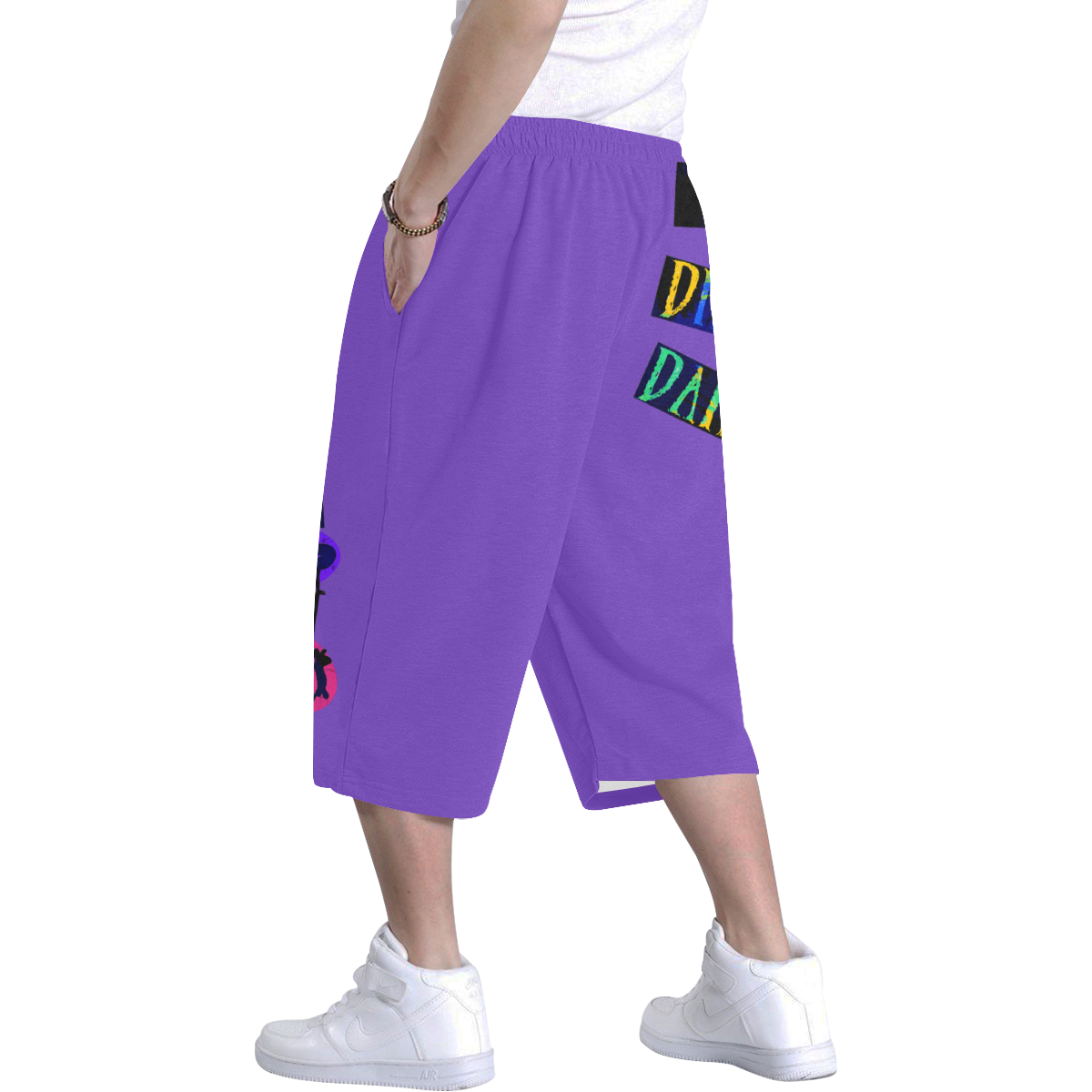 Break Dancing Colorful on Purple Men's All Over Print Baggy Shorts (Model L37)