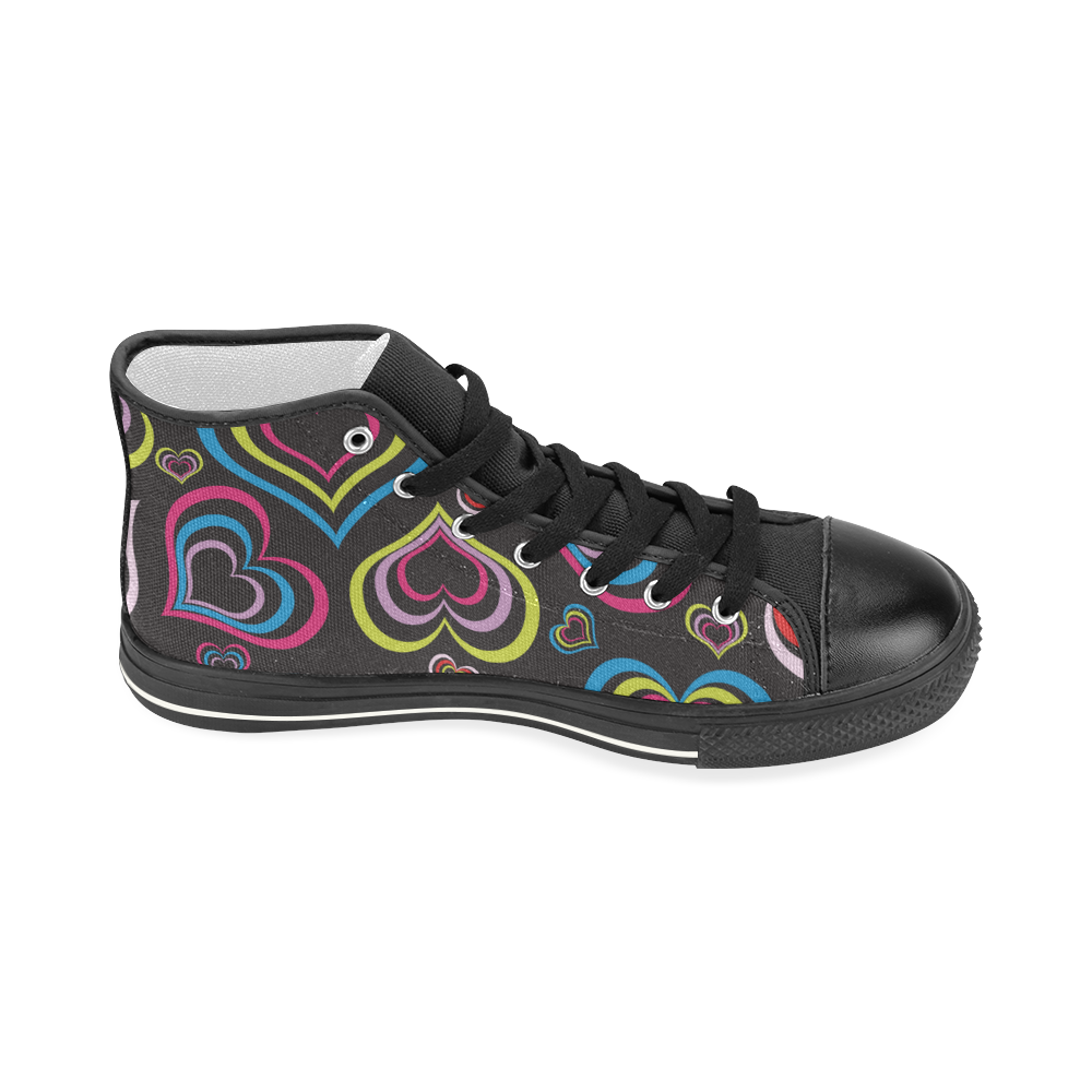 HEARTS SWIRLY Women's Classic High Top Canvas Shoes (Model 017)