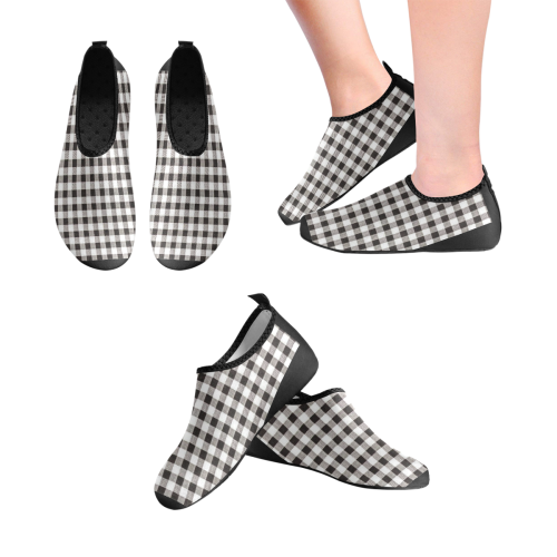 Black Buffalo Check Women's Slip-On Water Shoes (Model 056)